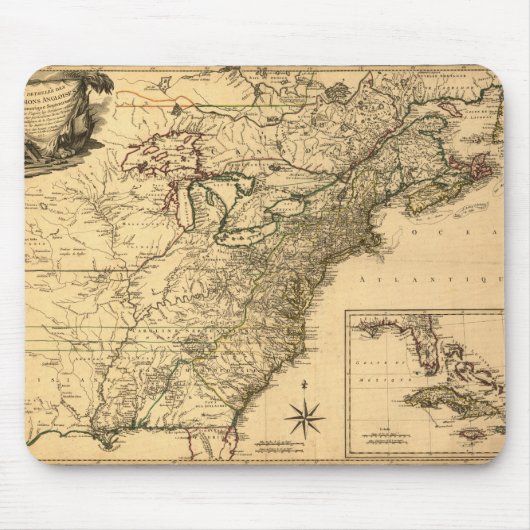  1777 Amerikaanse Colonies Map van Phelippeaux Muismat (Voorkant)