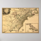 1777 Amerikaanse Colonies Map van Phelippeaux Poster (Voorkant)