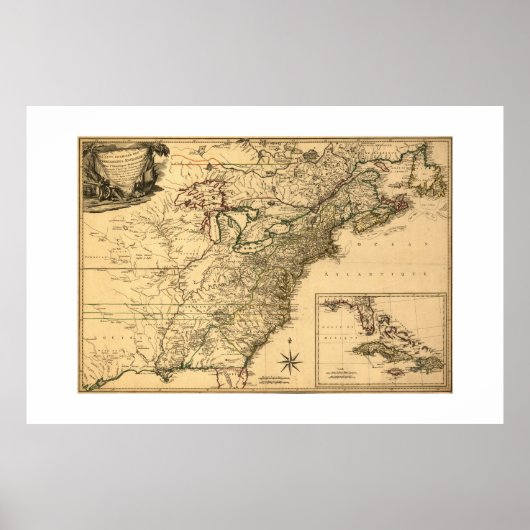 1777 Amerikaanse Colonies Map van Phelippeaux Poster (Voorkant)