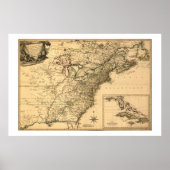 1777 Amerikaanse Colonies Map van Phelippeaux Poster (Voorkant)