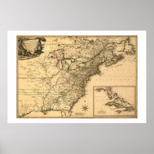 1777 Amerikaanse Colonies Map van Phelippeaux Poster