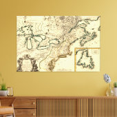 1778 Kaart van Canada en de Verenigde Staten Canvas Afdruk (Insitu (Woonkamer))