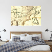 1778 Kaart van Canada en de Verenigde Staten Canvas Afdruk (Insitu (Slaapkamer))