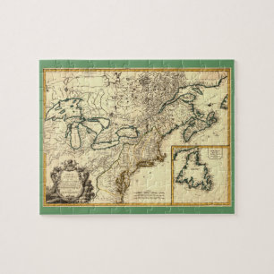 1778 Kaart van Canada en de Verenigde Staten Legpuzzel