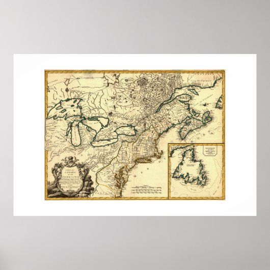 1778 Kaart van Canada en de Verenigde Staten Poster (Voorkant)