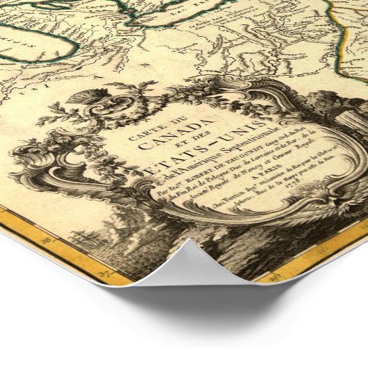 1778 Kaart van Canada en de Verenigde Staten Poster (Hoek)