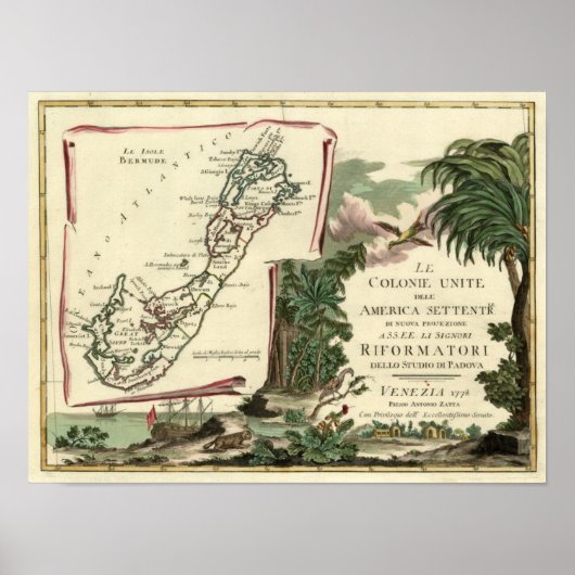 1778 Le Isole Bermude Map Poster (Voorkant)