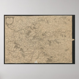 1780 Kaart van Parijs, Historische Stadkaart, Anti Poster