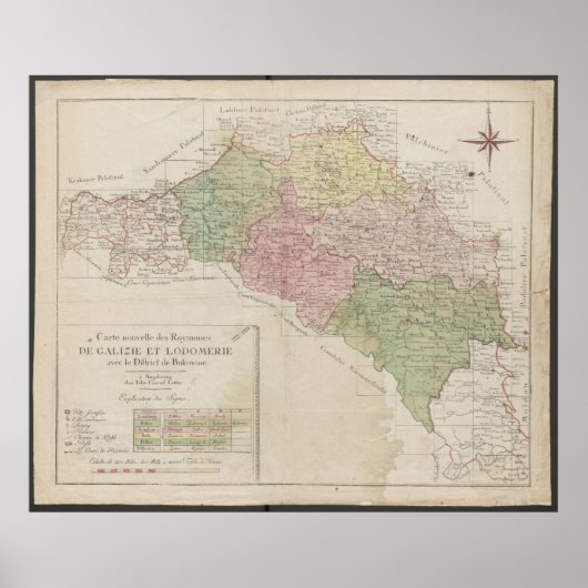 1780 Map of the Kingdoms of Galicia and Lodomeria  Poster (Voorkant)