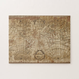 1783  Antieke Wereldkaart met borduurwerk Legpuzzel