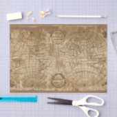 1783  Antieke Wereldkaart met borduurwerk Tissuepapier (Craft)