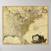 1784 Map of the United States of America by Faden Poster (Voorkant)