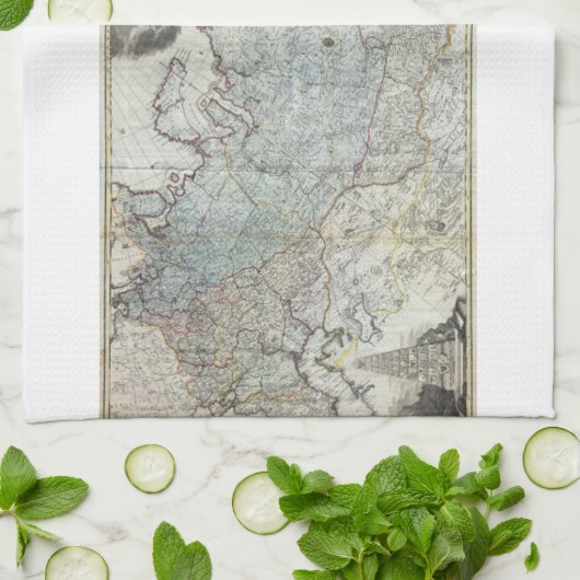 1787 Muur Kaart van het Russische Rijk Theedoek (Gevouwen)