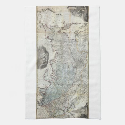 1787 Muur Kaart van het Russische Rijk Theedoek (Verticaal)