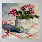 1790 Afrikaanse Violets in Blue Pot Art afdrukken Poster (Voorkant)