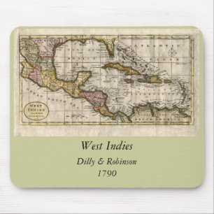 1790 Kaart van de West-Indië door Dilly en Robinso Muismat