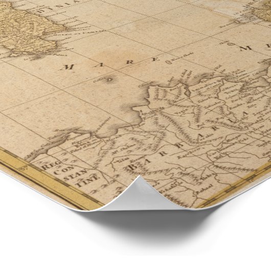 1790 Kaart van Italië Klein Poster (Hoek)