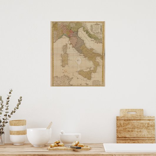 1790 Kaart van Italië Poster (Keuken)