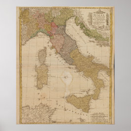 1790 Kaart van Italië Poster