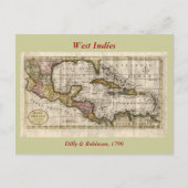 1790 Map of The West Indies by Dilly and Robinson Briefkaart (Voorkant)