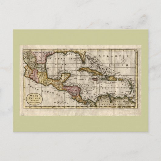 1790 Map of The West Indies by Dilly and Robinson Briefkaart (Voorkant)