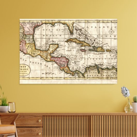 1790 Map of The West Indies by Dilly and Robinson Canvas Afdruk (Insitu (Woonkamer))