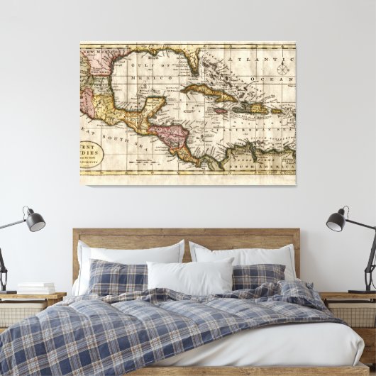 1790 Map of The West Indies by Dilly and Robinson Canvas Afdruk (Insitu (Slaapkamer))