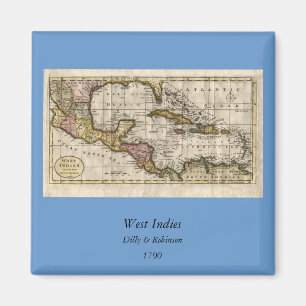 1790 Map of The West Indies by Dilly and Robinson Magneet