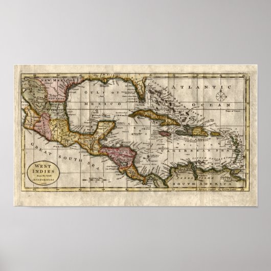 1790 Map of The West Indies by Dilly and Robinson Poster (Voorkant)