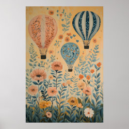 1790 zwevende heteluchtballonnen poster