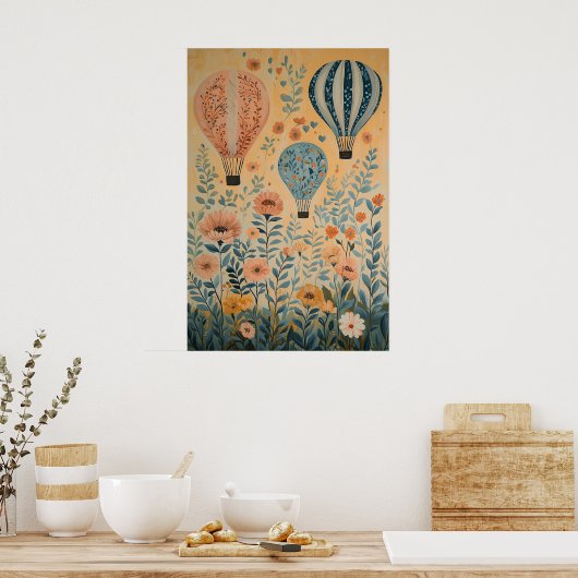 1790 zwevende heteluchtballonnen poster (Keuken)