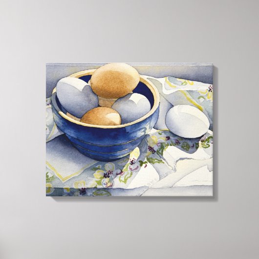 1791 Eieren in Blue Bowl Verpakt Canvas Print (Voorkant)