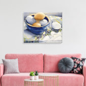 1791 Eieren in Blue Bowl Verpakt Canvas Print (Insitu (Woonkamer))