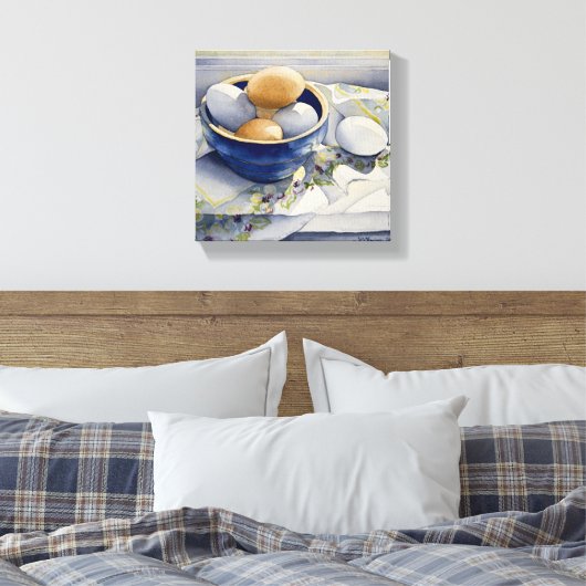 1791 Eieren in Blue Bowl Verpakt Canvas Print (Insitu (Slaapkamer))
