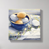 1791 Eieren in Blue Bowl Verpakt Canvas Print (Voorkant)