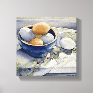 1791 Eieren in Blue Bowl Wrapped Canvas Print