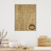 1793 Kaart van Vermont Poster (Keuken)