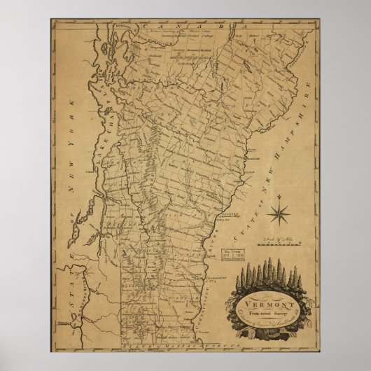 1793 Kaart van Vermont Poster (Voorkant)