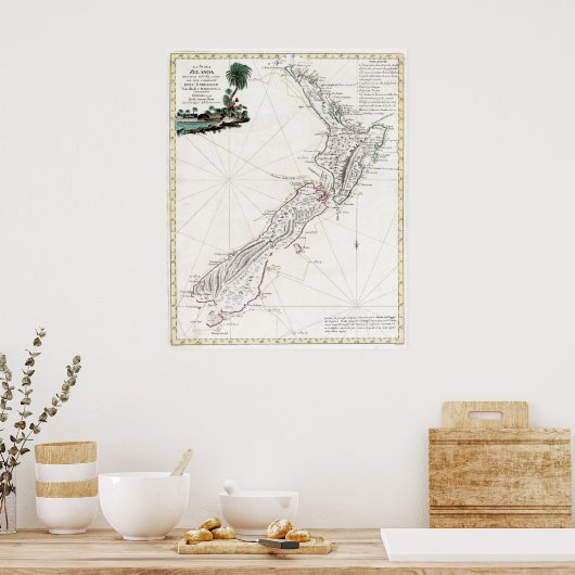 1794 Nieuw-Zeelandse kaart Poster (Keuken)