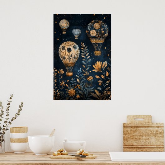 1795 zwevende luchtballonnen poster (Keuken)