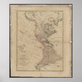 1796 kaart van Noord- en Zuid-Amerika uit Duitslan Poster