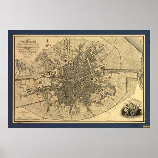 1797 Map of Dublin Ireland Poster (Voorkant)