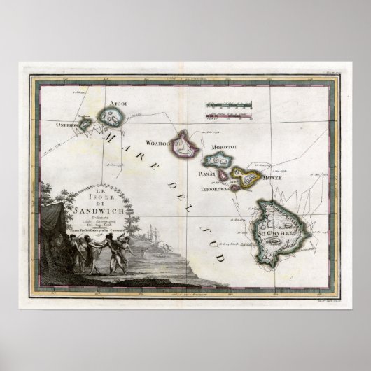1798 Map Le Isole di Sandwich Poster (Voorkant)