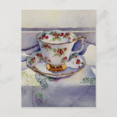 1799 Teacup op Linen Briefkaart (Voorkant)