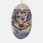 1799 Teacup op Linen Keramisch Ornament (Rechts)