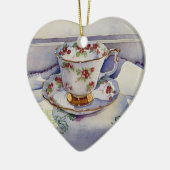 1799 Teacup op Linen Keramisch Ornament (Links)