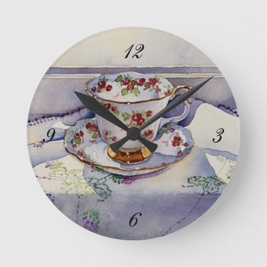 1799 Teacup op Linen Ronde Klok (Voorkant)