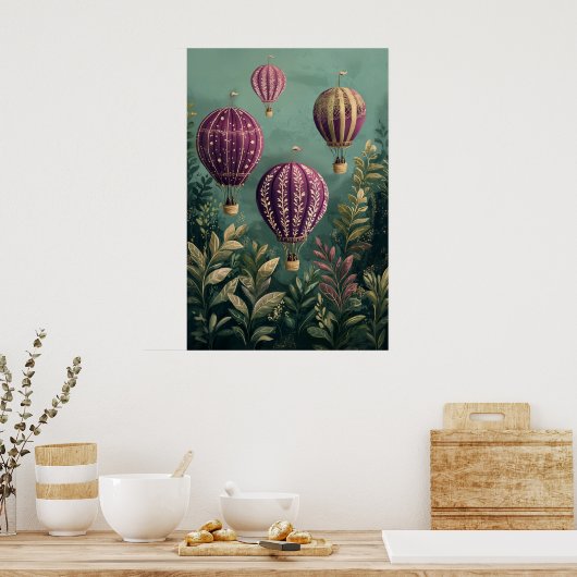 1799 zwevende luchtballonnen poster (Keuken)