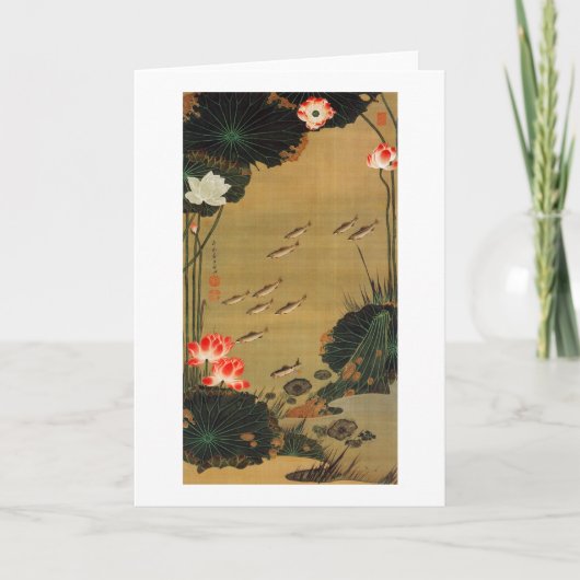 17. 蓮池遊魚図, 若冲 Vijver met Lotus, Jakuchū Kaart (Voorkant)