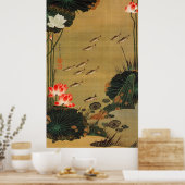 17. 蓮 遊 魚 図, 若 冲 met de Lotus, Jakuchüu Poster (Keuken)